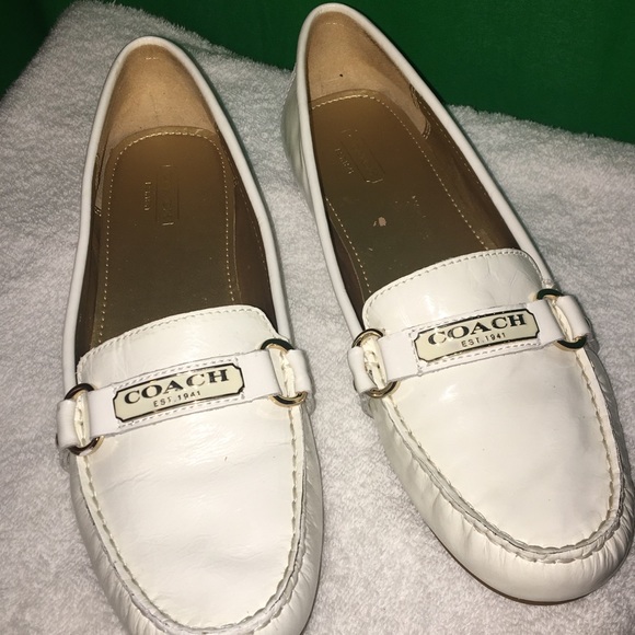Coach Shoes - Coach Faye White Patent Loafers Flats Shoes Size 9
